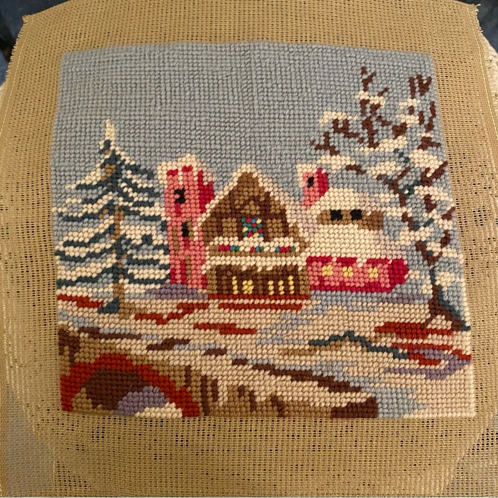 🥳Vintage Christmas Winter Needlepoint, Unframed